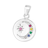 Moon And Star - 925 Sterling Silver Pendants with CZ SD44495