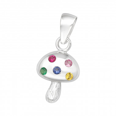 Mushroom - 925 Sterling Silver Pendants with CZ SD44498