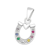 Horseshoe - 925 Sterling Silver Pendants with CZ SD44504