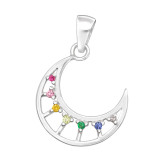 Crescent Moon - 925 Sterling Silver Pendants with CZ SD44516