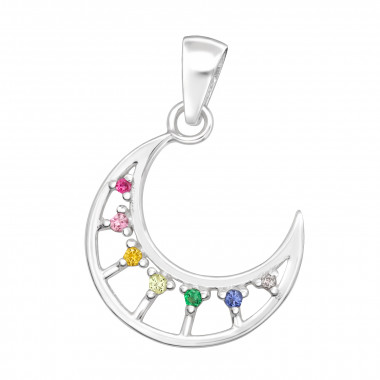 Crescent Moon - 925 Sterling Silver Pendants with CZ SD44516