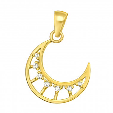 Crescent Moon - 925 Sterling Silver Pendants with CZ SD44519