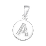 Letter A - 925 Sterling Silver Pendants with CZ SD46496