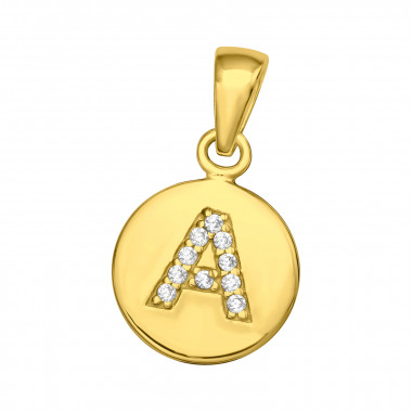 Letter A - 925 Sterling Silver Pendants with CZ SD46497