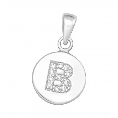 Letter B - 925 Sterling Silver Pendants with CZ SD46498