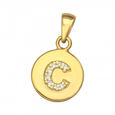 Letter C - 925 Sterling Silver Pendants with CZ SD46501