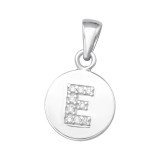 Letter E - 925 Sterling Silver Pendants with CZ SD46504
