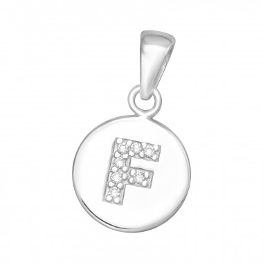 Letter F - 925 Sterling Silver Pendants with CZ SD46506