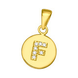 Letter F - 925 Sterling Silver Pendants with CZ SD46507