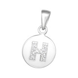 Letter H - 925 Sterling Silver Pendants with CZ SD46510