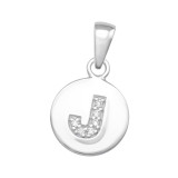 Letter J - 925 Sterling Silver Pendants with CZ SD46514