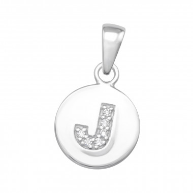 Letter J - 925 Sterling Silver Pendants with CZ SD46514