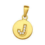 Letter J - 925 Sterling Silver Pendants with CZ SD46515