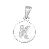 Letter K - 925 Sterling Silver Pendants with CZ SD46516