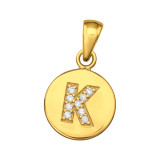 Letter K - 925 Sterling Silver Pendants with CZ SD46517