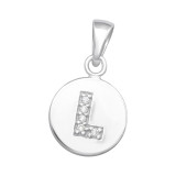 Letter L - 925 Sterling Silver Pendants with CZ SD46518