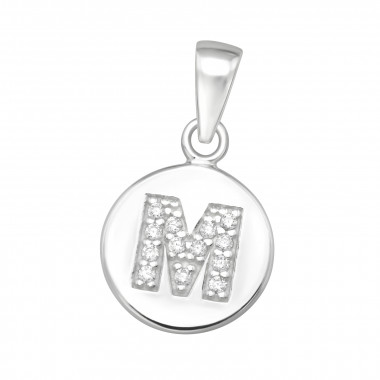 Letter M - 925 Sterling Silver Pendants with CZ SD46520