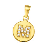 Letter M - 925 Sterling Silver Pendants with CZ SD46521