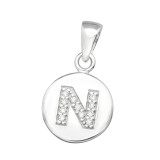 Letter N - 925 Sterling Silver Pendants with CZ SD46522