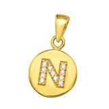 Letter N - 925 Sterling Silver Pendants with CZ SD46523