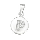 Letter P - 925 Sterling Silver Pendants with CZ SD46526