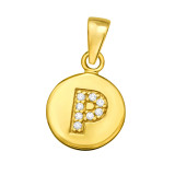 Letter P - 925 Sterling Silver Pendants with CZ SD46527