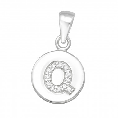 Letter Q - 925 Sterling Silver Pendants with CZ SD46528