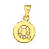 Letter Q - 925 Sterling Silver Pendants with CZ SD46529