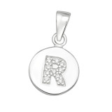 Letter R - 925 Sterling Silver Pendants with CZ SD46530
