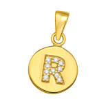 Letter R - 925 Sterling Silver Pendants with CZ SD46531