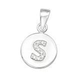 Letter S - 925 Sterling Silver Pendants with CZ SD46532