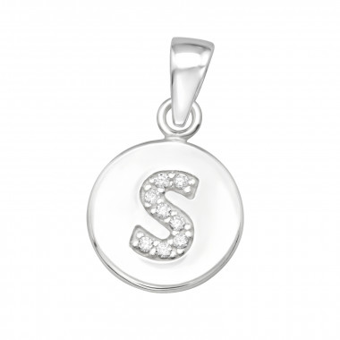 Letter S - 925 Sterling Silver Pendants with CZ SD46532