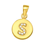 Letter S - 925 Sterling Silver Pendants with CZ SD46533