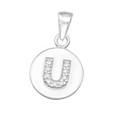 Letter U - 925 Sterling Silver Pendants with CZ SD46536