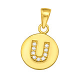 Letter U - 925 Sterling Silver Pendants with CZ SD46537