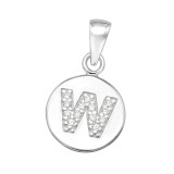 Letter W - 925 Sterling Silver Pendants with CZ SD46540