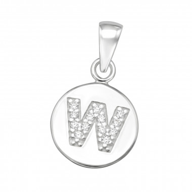 Letter W - 925 Sterling Silver Pendants with CZ SD46540