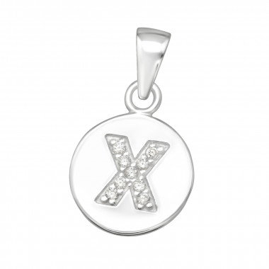 Letter X - 925 Sterling Silver Pendants with CZ SD46542