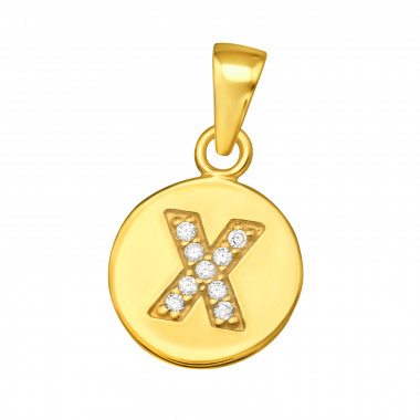 Letter X - 925 Sterling Silver Pendants with CZ SD46543