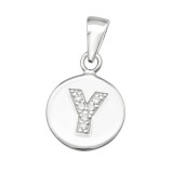 Letter Y - 925 Sterling Silver Pendants with CZ SD46544