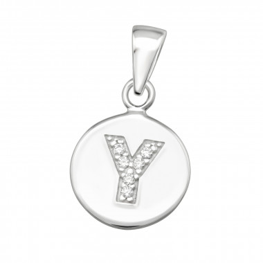 Letter Y - 925 Sterling Silver Pendants with CZ SD46544