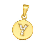 Letter Y - 925 Sterling Silver Pendants with CZ SD46545