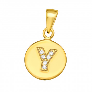 Letter Y - 925 Sterling Silver Pendants with CZ SD46545