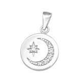 Moon And Star - 925 Sterling Silver Pendants with CZ SD47030