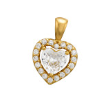 9mm Heart - 925 Sterling Silver Pendants with CZ SD51249