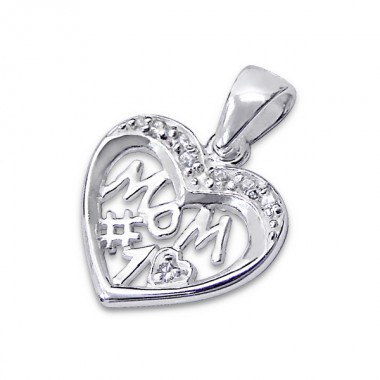 Mom #1 - 925 Sterling Silver Pendants with CZ SD5394