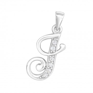Initial j - 925 Sterling Silver Pendants with CZ SD7547