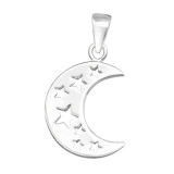 Moon And Stars - 925 Sterling Silver Simple Pendants SD44343