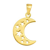 Moon And Stars - 925 Sterling Silver Simple Pendants SD44344