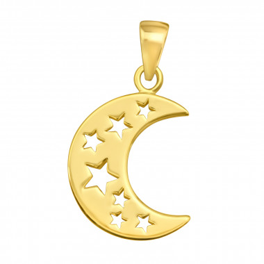 Moon And Stars - 925 Sterling Silver Simple Pendants SD44344